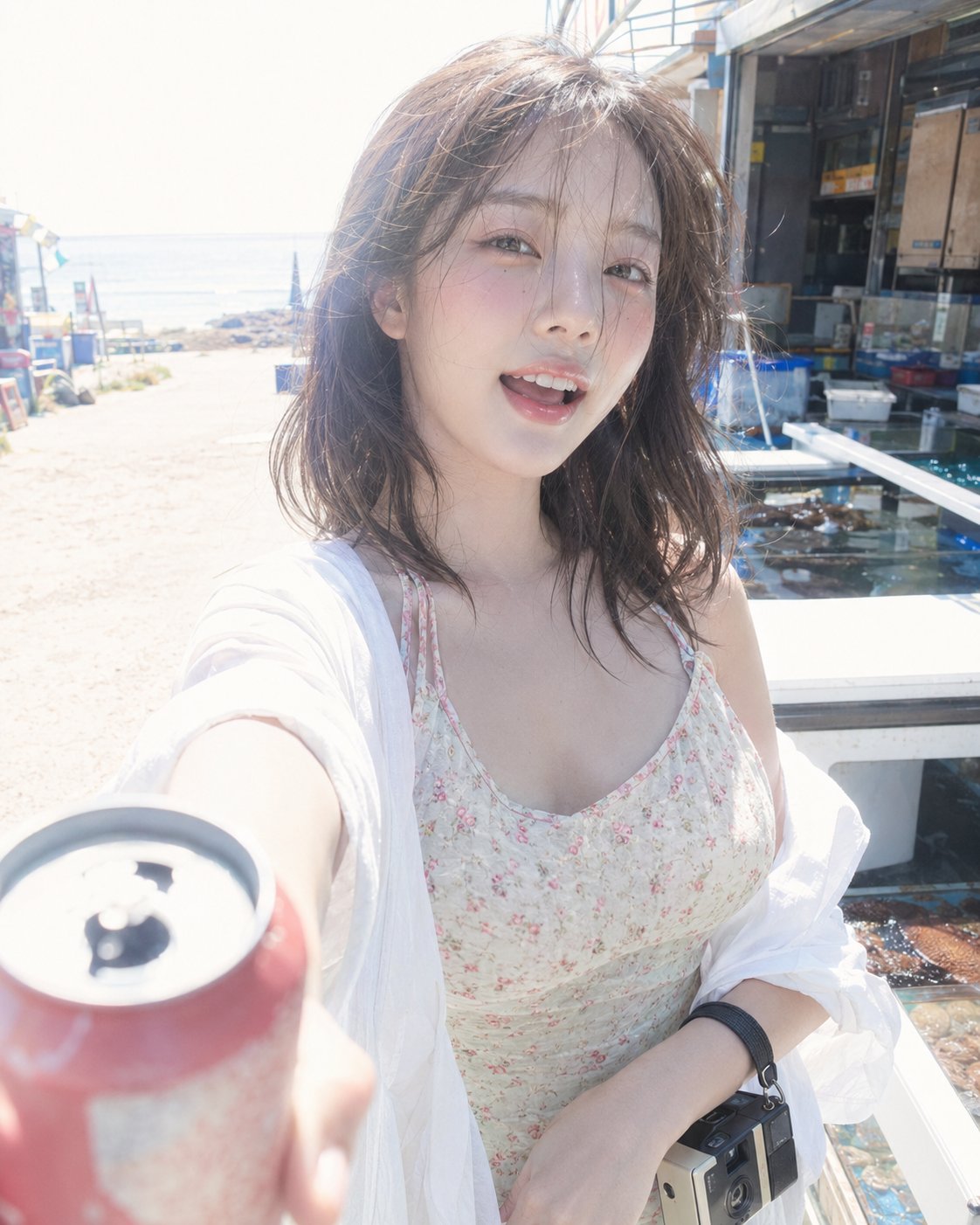夏日海边旅行女友抓拍